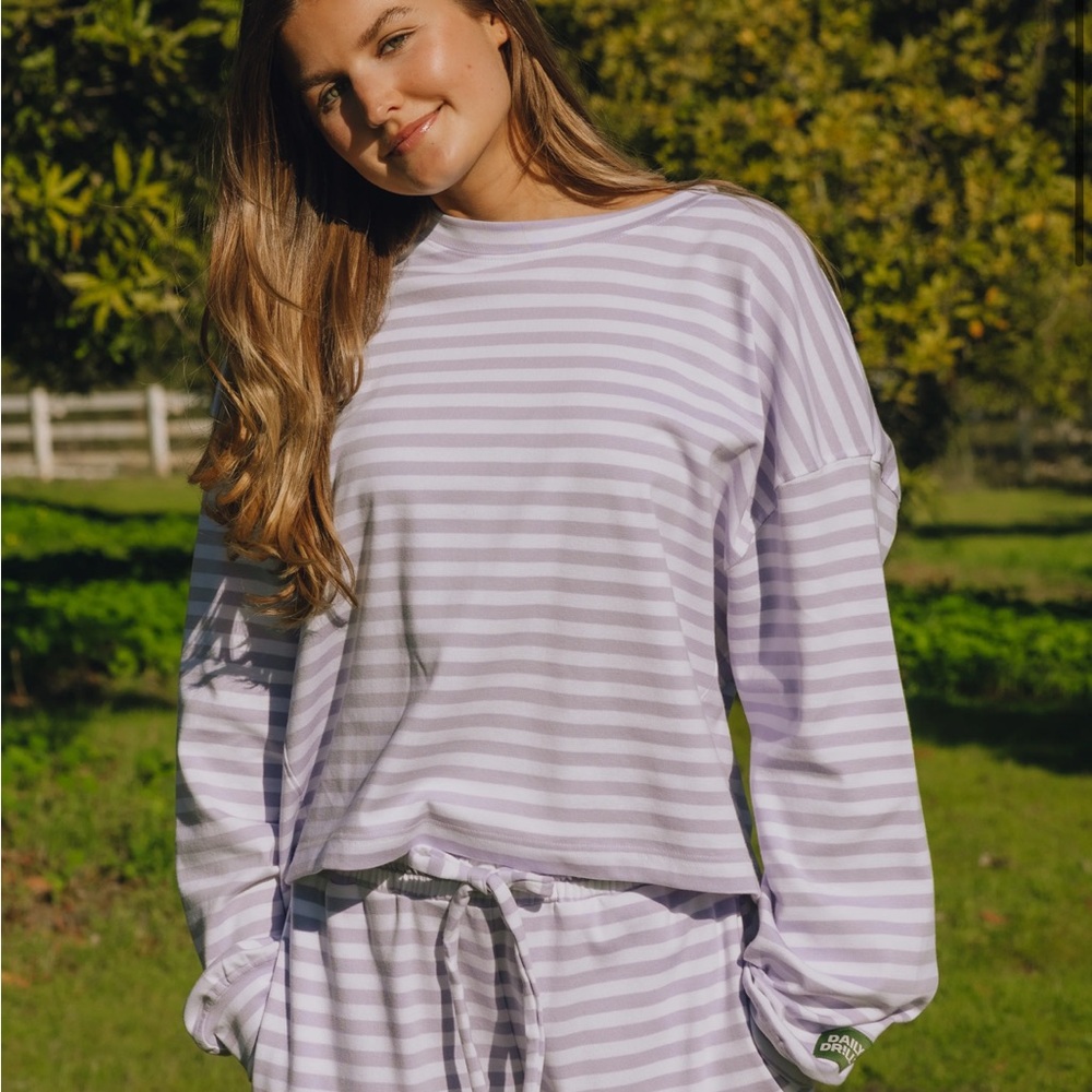 Daily Drills Lavender Striped Top